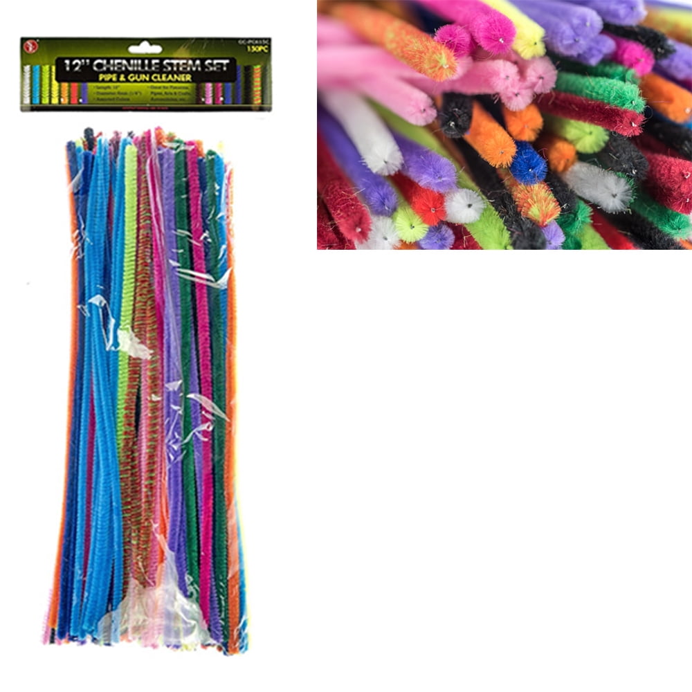 150 Chenille Craft Stems Pipe Cleaners Gun Cleaner 12" Long Assorted