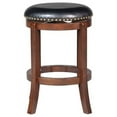 thumbnail image 2 of Ovi 24 Inch Wooden Swivel Counter Stool Faux Leather Seat Walnut Brown - Saltoro Sherpi, 2 of 6