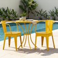 thumbnail image 2 of Tcbosik 3-Piece Bistro Set, Outdoor Metal Conversation Set, 24" Round Table and 2 Armchairs, for Porch, Lawn, Garden, Backyard, Yellow, 2 of 11