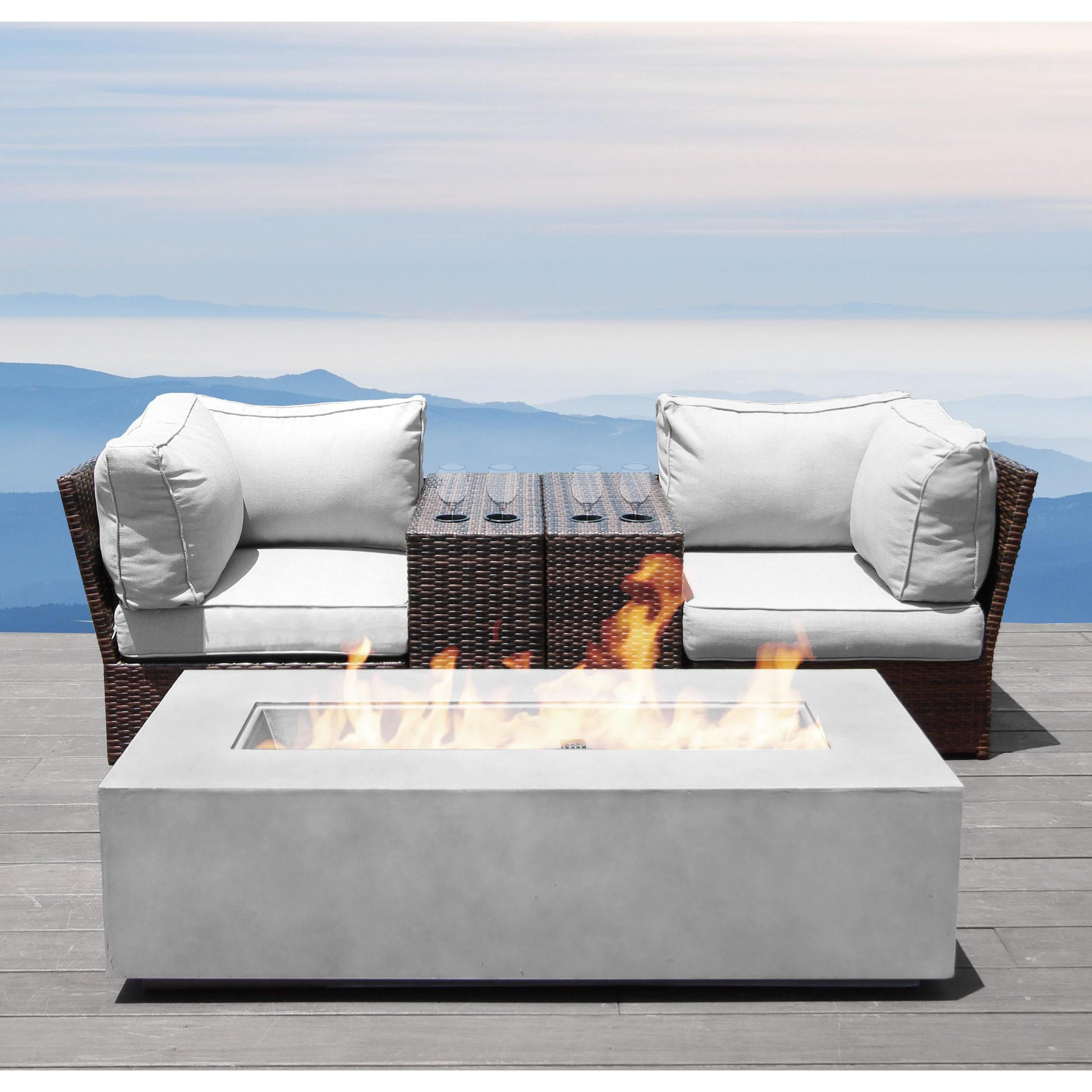 Living Source International Lucca Grey Aluminum And Wicker 5 Piece Living Source International Lucca Grey Aluminum And Wicker 5 Piece Cup Table Fire Pit Set Com