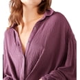 thumbnail image 2 of Free People Women's Texture Weave Front Button Shirt Purple Size Large, 2 of 3