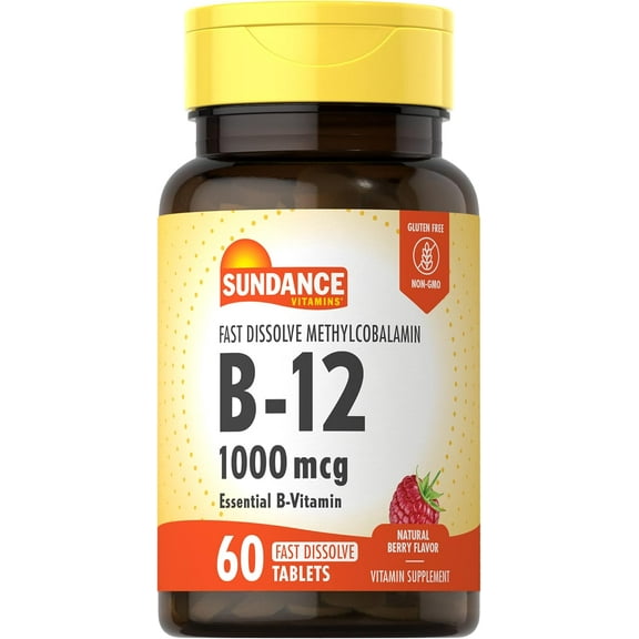 Vitamin B-12 1,000 mcg | 60 Fast Dissolve Tablets | As Methylcobalamin | by Sundance