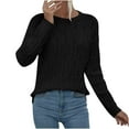 thumbnail image 2 of ClodeEU Womens Round Neck Knit Sweaters,Lightweight Cable Knit Soft Pullover Sweaters,Trendy Fall Outfits Black,Womens Plus S, 2 of 7