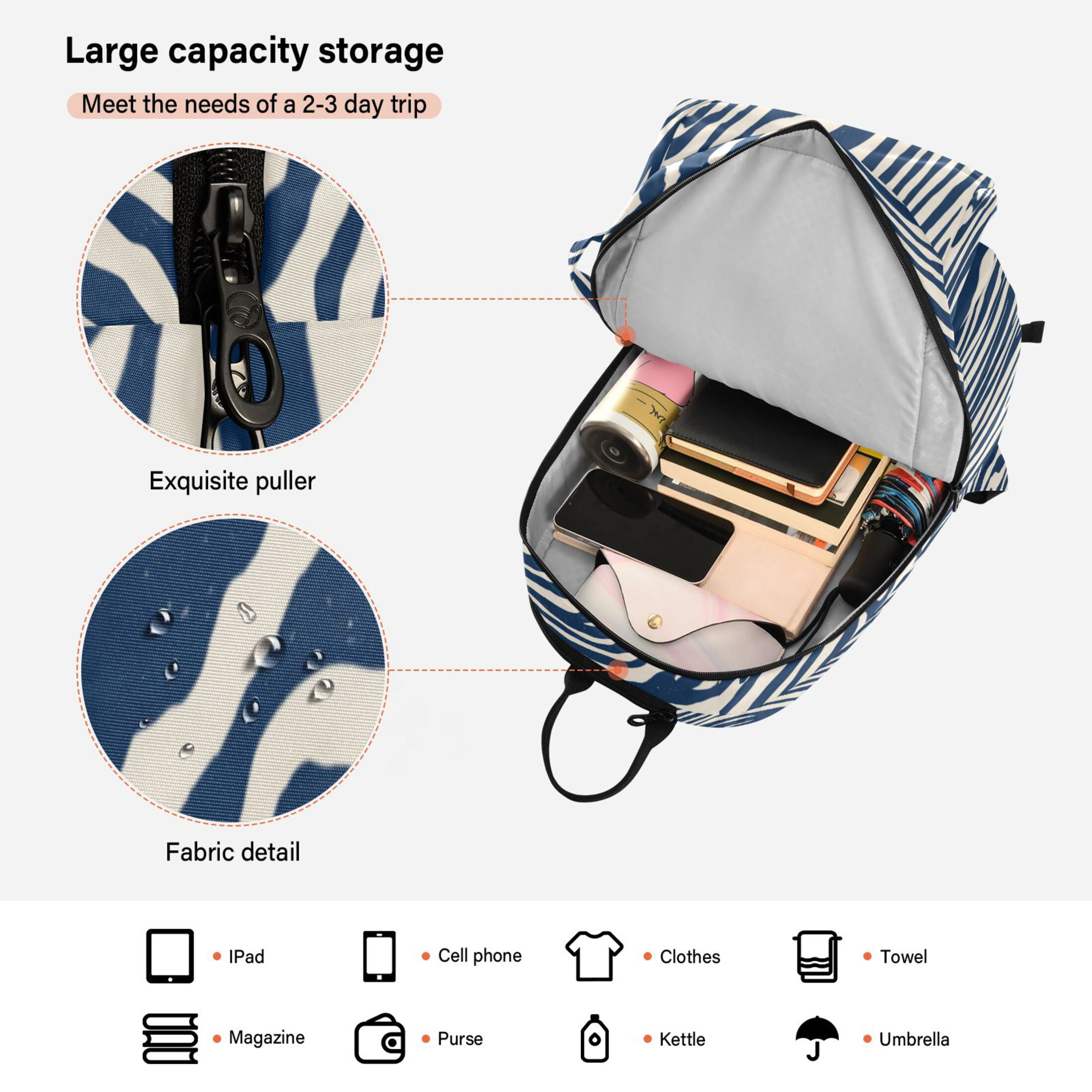 2 Racquet Holder Tennis Backpack Tennis Racket Covers Gym Bags Digital Blue Zebra Stripes