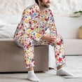 thumbnail image 7 of Naloa Cute Butterfly Flowers Men’s Pajamas Set - Long Sleeve Button Down Sleep Shirt and Pajama Bottoms Sleepwear Set-Small, 7 of 7