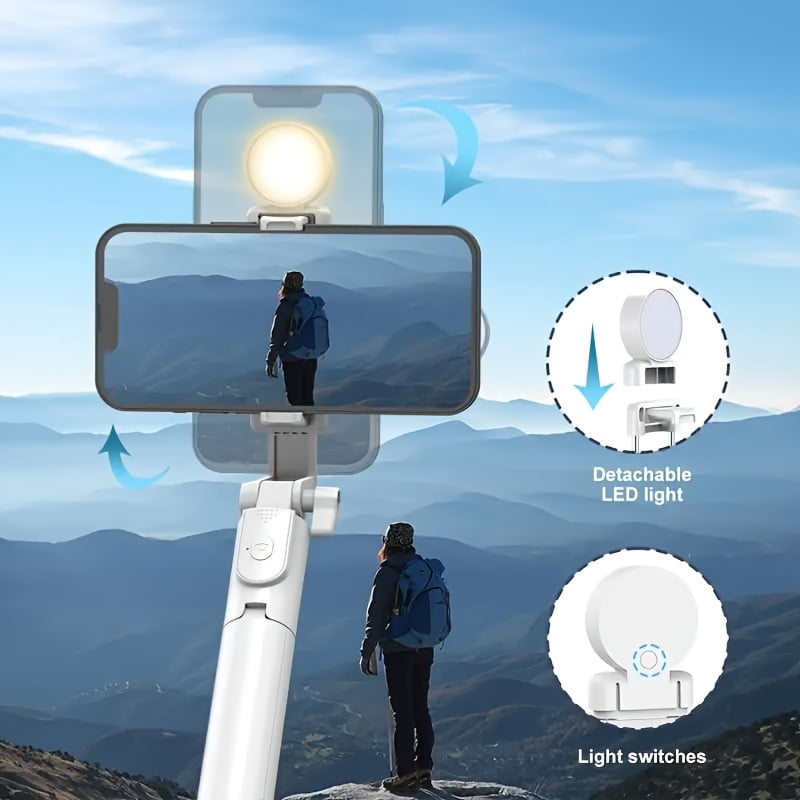 Wireless Selfie Stick with LED Light & Remote, Aluminum Tripod for Anti-Shake Phone Photos Live Stream, Compatible All Smartphones, Holiday Gift