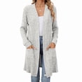 thumbnail image 2 of Women'S Fall Fashion Light-Weight Soft Knit Cardigan Long Sleeve Open Front Coat with Pockets Light Gray XL, 2 of 9