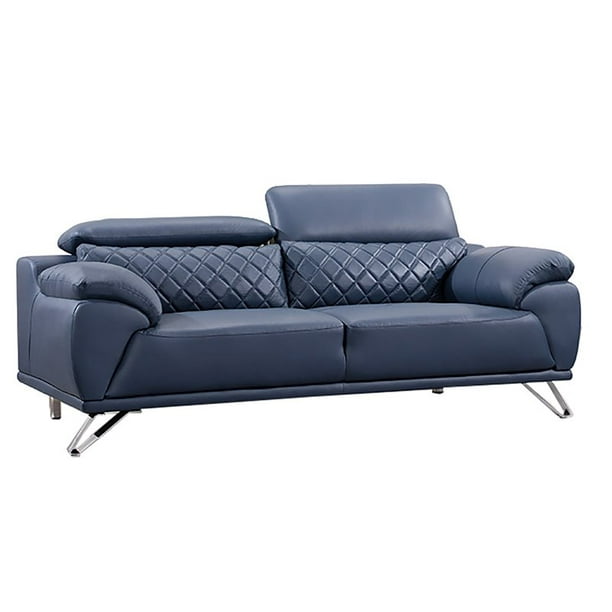 American Eagle Furniture Tufted Modern, Navy Blue Leather Sofa