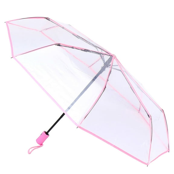 WRISTBIQUE Automatic Folding Umbrella Pink Fiber 1Pack Waterproof Outdoor Umbrella