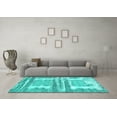 thumbnail image 3 of Ahgly Company Machine Washable Indoor Square Oriental Turquoise Blue Industrial Area Rugs, 7' Square, 3 of 4