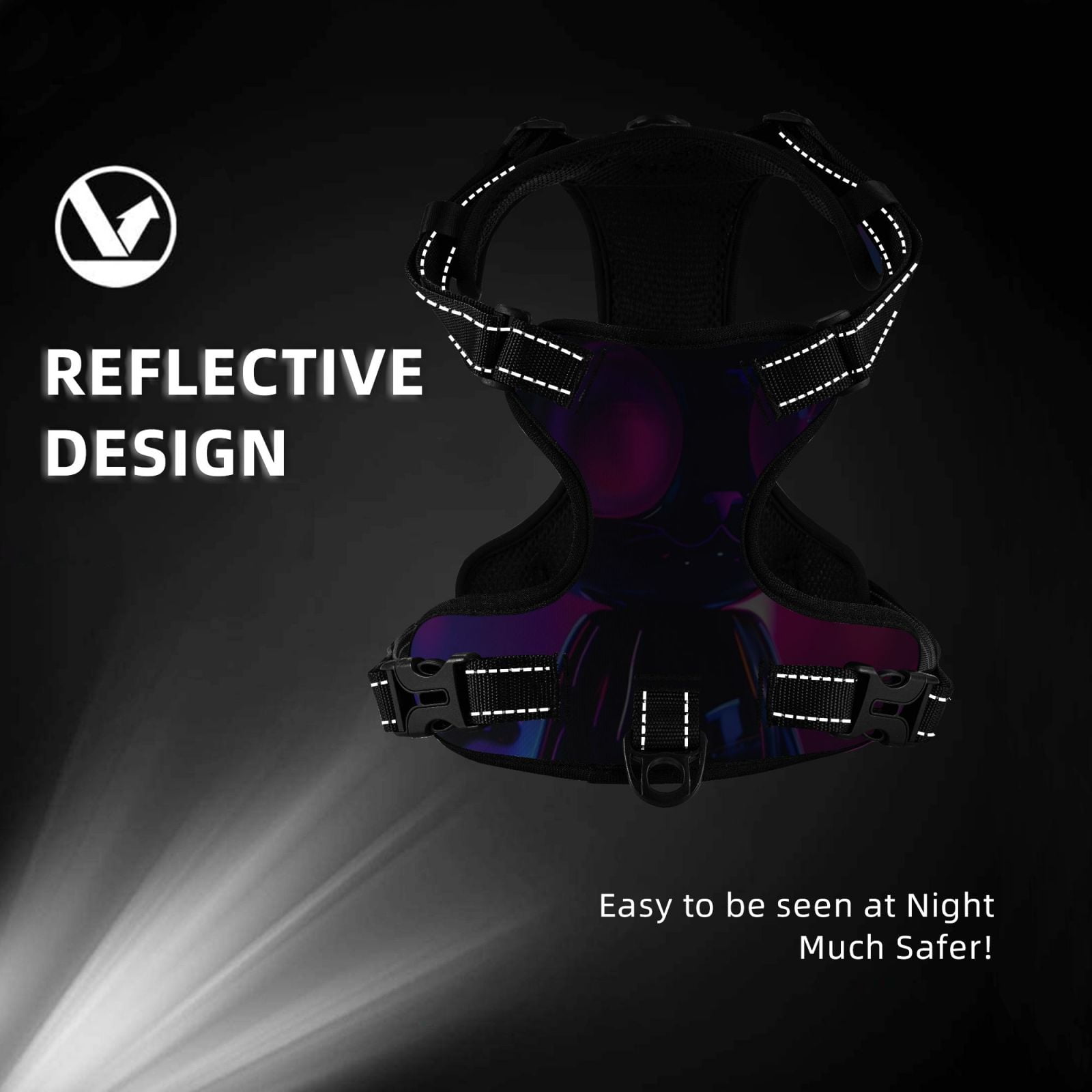 Vsdgher Neon Toy Cat Reflections Dog Harness, No-Pull Pet Harness, Dog Vest, Pet Vest for Small to Large Dogs-Large