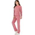 thumbnail image 5 of LELINTA Women's 2 Piece/ Set Solid Velvet Tracksuit Set Full Zip-up Hooded Sweatshirts & Pants Set, Pink/ Light Purple, S-2XL, 5 of 6