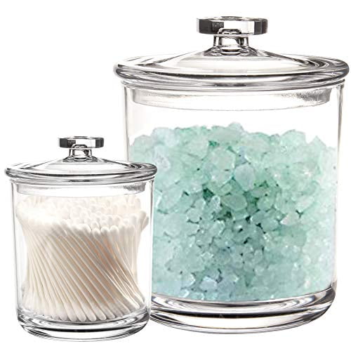 Youngever Lot de 2 Pots d'Apothicaire en Plastique Transparent, 1 Lot de 60 Onces et 1 Lot de 15 Onces
