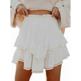 thumbnail image 2 of Flowy Shorts for Women Casual Boho Ruffle Tiered Skorts High Waist Mini Skirts White XL, 2 of 6