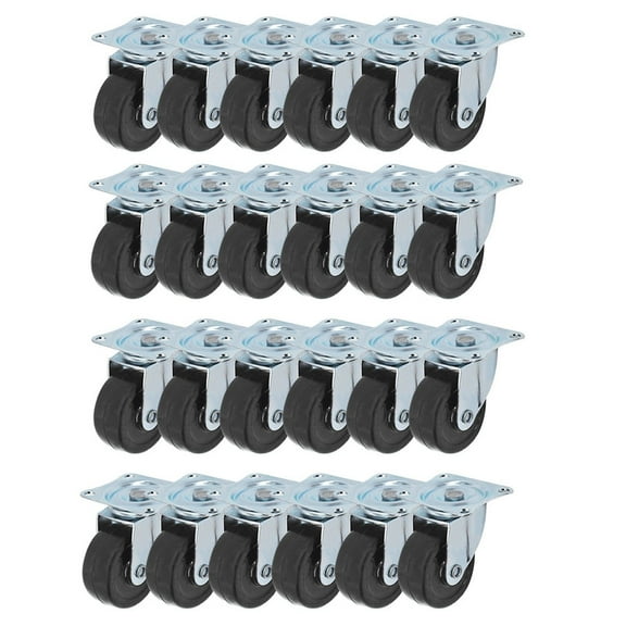 munirater Swivel Casters, 24-Pack 2" Heavy Duty 360 Degree Rotation Plate Caster with 100 Lbs Load, Smooth No Noise Rubber Wheel Casters for Furniture and Workbench