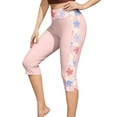 thumbnail image 2 of Xdegoge Swim Leggings for Women High Waisted Tummy Control Swimming Capri Bottoms Tropical Palm Leaf Print Side Patchwork Modest Swimsuit Pants, 2 of 5