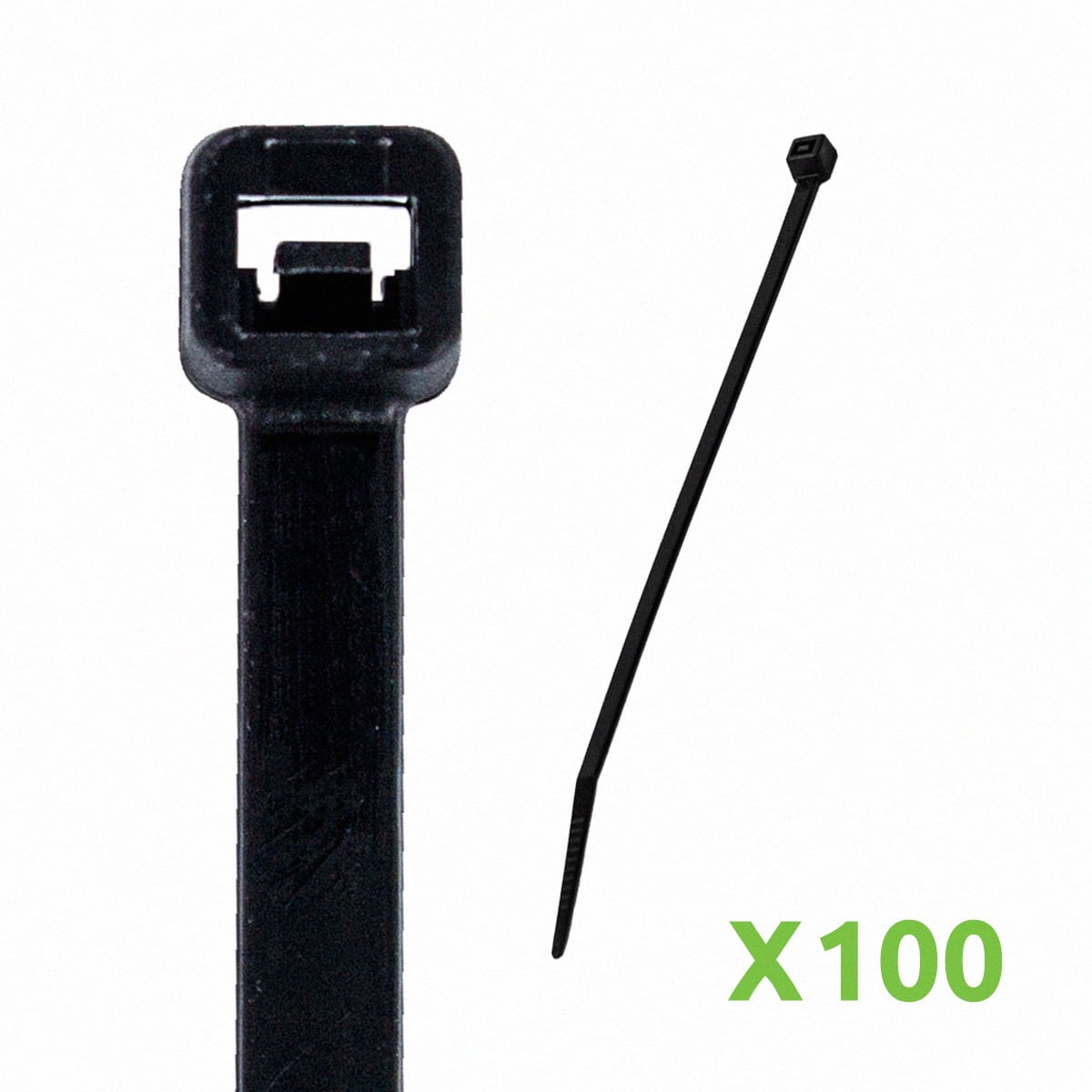 NavePoint 12 Inch Nylon UV Resistant Cable Wire Zip Tie 40 lbs - Black 100 Pack Lot Pcs Qty