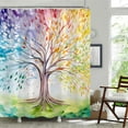 thumbnail image 5 of Colorful Tree Shower Curtain Abstract Aesthetic Oil Painting Shower Curtains for Bathroom Pretty Cute Nature Art Waterproof Fabric Bath Curtain Decor with Hooks 72x 72, 5 of 6