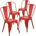 thumbnail image 3 of BizChair Commercial Grade 4 Pack Red Metal Indoor-Outdoor Stackable Chair, 3 of 13