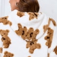 thumbnail image 4 of Sudadera con capucha y manga larga para mujer, informal, con estampado de oso, polar, cálida, con capucha y manga larga, blusa de poliéster., 4 of 8