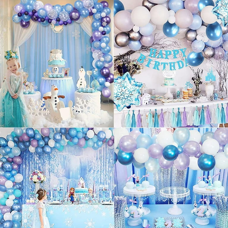 SPECOOL 73Pcs Frozen Party Balloons Arch & Garland Kit,Pack of Frozen Party  Supplies, Snowflake Decorations for Frozen Themed Birthday Party Baby