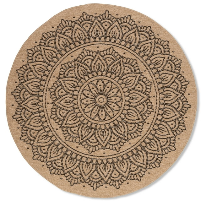 Erbanica Tapis Rond à Séchage Rapide Effet Jute Intérieur Extérieur