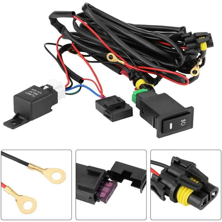 LED Light Bar Relay Wiring Harness w/LED Indicator Light Switch, Remote  Control