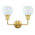 thumbnail image 4 of SAFAVIEH Fenris 2-Light G14 Satin Brass Metal Wall Sconce with White Glass Shade, 4 of 7