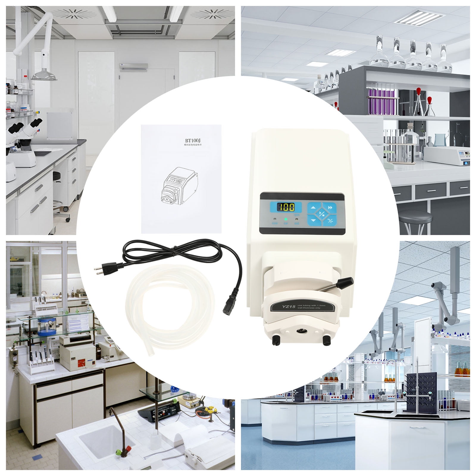 Wildnix High-Speed Peristaltic Pump with Adjustable Speed, Flow Rate, and Rotation Direction, Features LED Display and External Control Interface