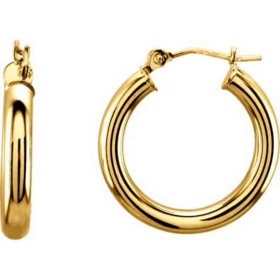 3mm Wide Plain Hoop Earring in 14k Yellow Gold