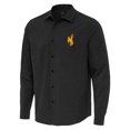 thumbnail image 2 of Men's Antigua Black Wyoming Cowboys Exposure Woven Long Sleeve Button-Up Shirt, 2 of 3
