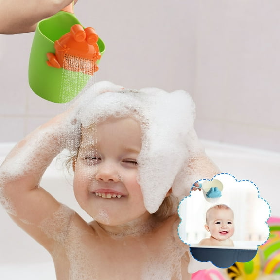 Shampoo Washing Pail Tub Rinse Water for Hair Design Bath White Dipper Rinser Waterfall Sprinkler， Baby Bath Rinse Cup - Shampoo Rinser Cup | Shower Cup | Kid Wash Hair Bathing Flusher