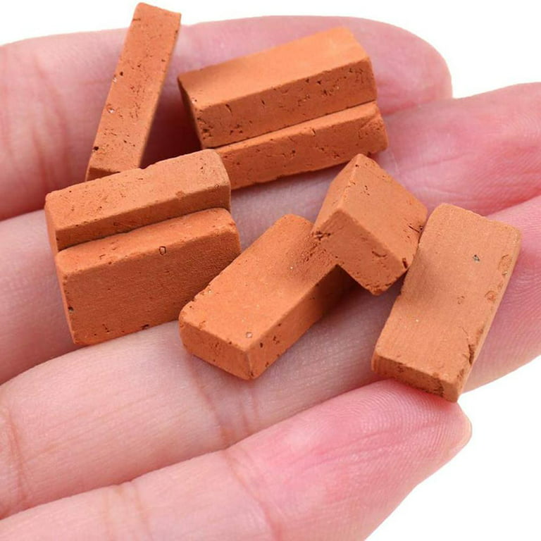 100 Pcs Mini Red Wall Bricks Model Brick Building Set Miniature Bricks  Figurine Fake Bricks Model DIY Fairy Garden Dollhouse Decor 
