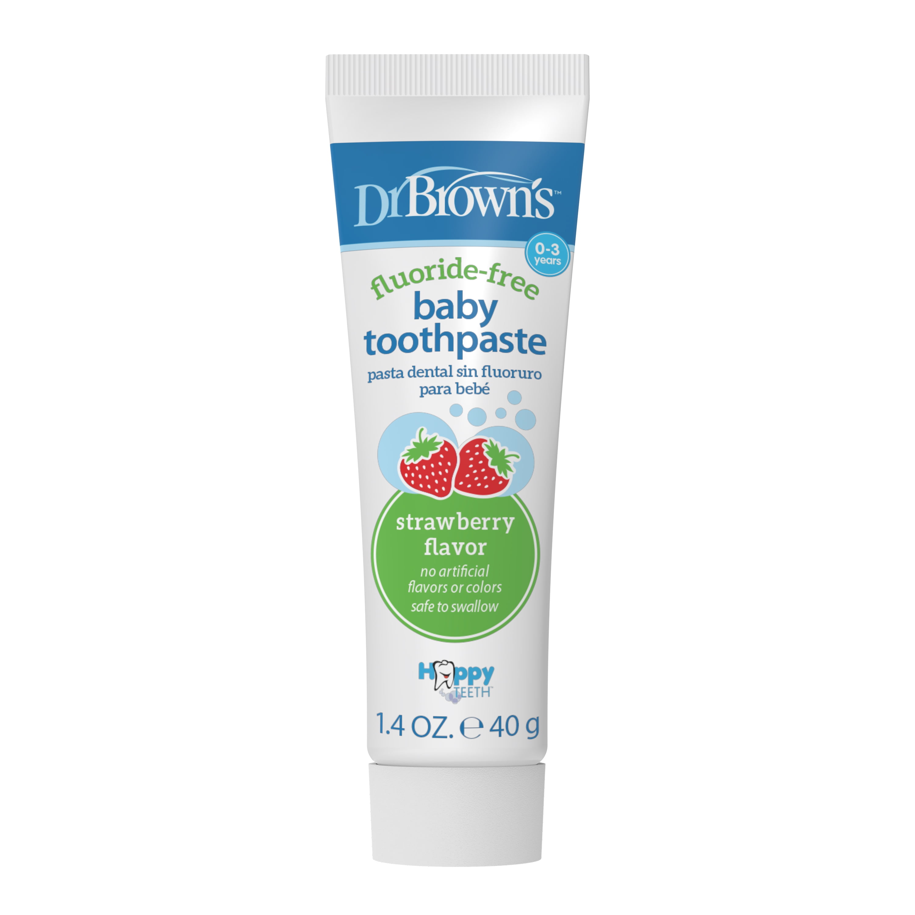 Dr. Brown's 100% Silicone Baby Finger Toothbrush, Gray/Green + Strawberry Baby Toothpaste, 0-3Y
