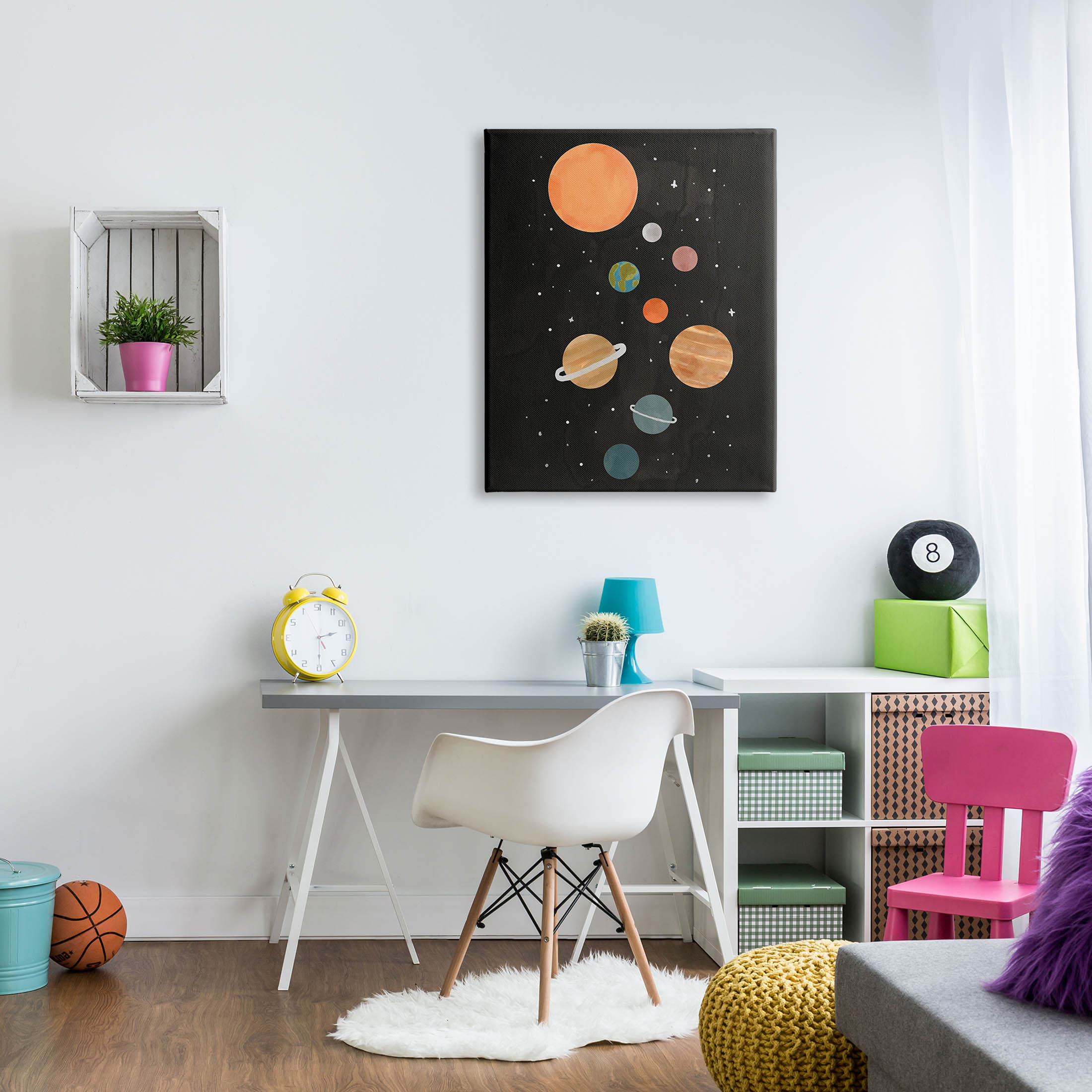 Solar System Planets Sky Art for Kids Graphic Art Gallery Wrapped Canvas Print Wall Art