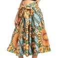 thumbnail image 3 of Sakkas Celine African Dutch Ankara Wax Print Full Circle Skirt - 535-Teal / Orange - One Size Regular, 3 of 5