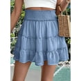 thumbnail image 4 of Womens Summer Flowy High Waist Ruffle Casual Cute Boho Beach Short Skirts Built-in Shorts Blue XXL, 4 of 5