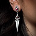 thumbnail image 4 of Pendientes de borla con forma de daga y rubí exagerados y creativos retro, pendientes exagerados de moda para damas, regalo, 4 of 5