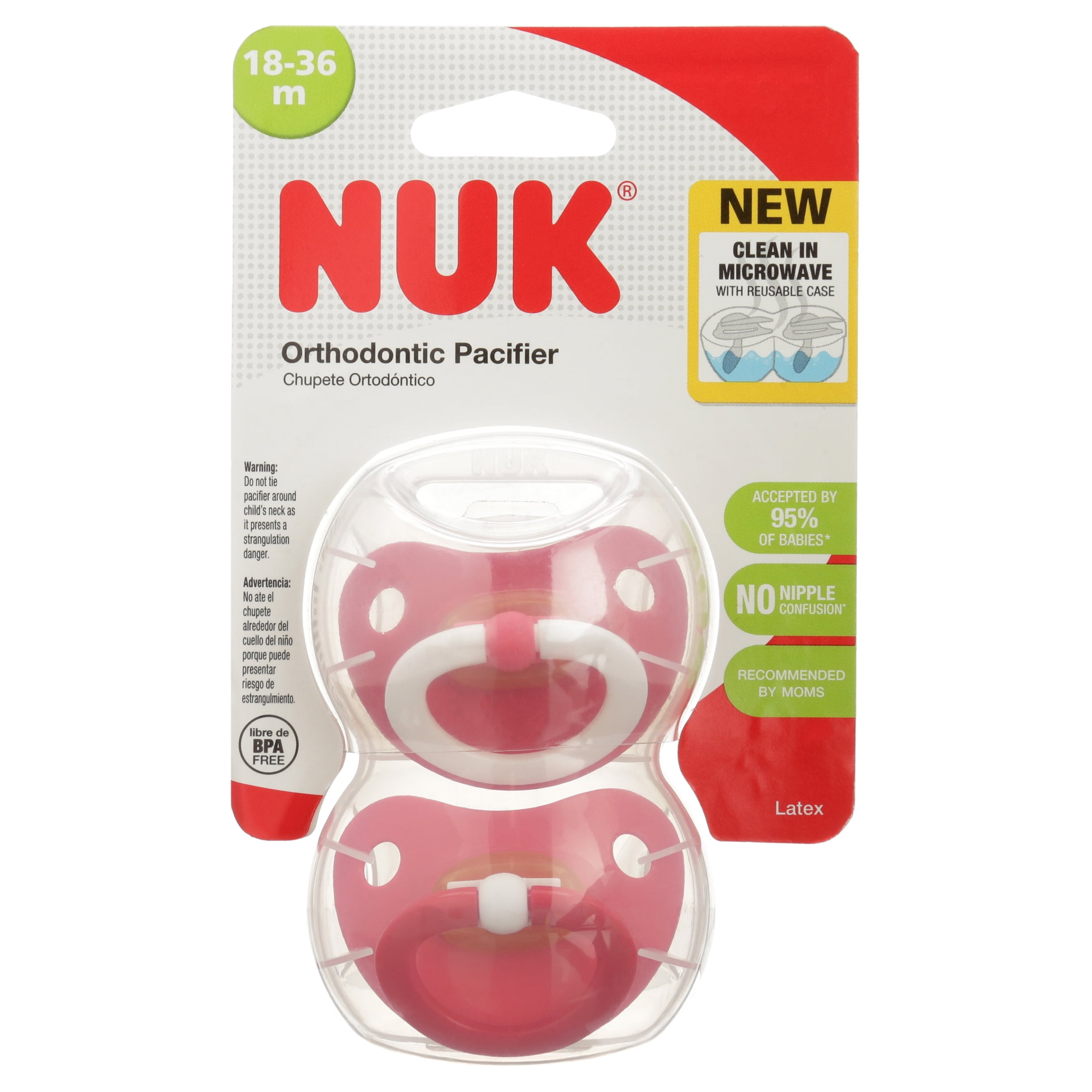 NUK Latex Orthodontic Pacifiers Girl 18 36 months 2 Pack