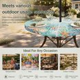 thumbnail image 6 of Round Outdoor Tablecloth with Umbrella Hole and Zipper, Ocean Starfish Seaweed Tablecloth with Elastic Waterproof, Summer Coastal Beach Shell Coral Teal Patio Table Covers for 55" - 60" Pool Tables, 6 of 9