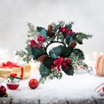 thumbnail image 2 of Christmas Candle Ring Wreath, Artificial Holly Leaves Wreaths with Berries Pinecone, Fake Greenery Garlands for Wedding Backdrop, Arch Wall Decor, 2 of 6
