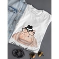 thumbnail image 3 of Hippopotamus With Hat Graphic "Hipsterpotamus" Text Women White T-Shirt, Female Small, 3 of 4