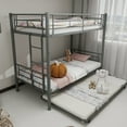 thumbnail image 6 of Miniyam Heavy Duty Twin Over Twin Bunk Bed with Trundle for Kids, Gray, 6 of 7
