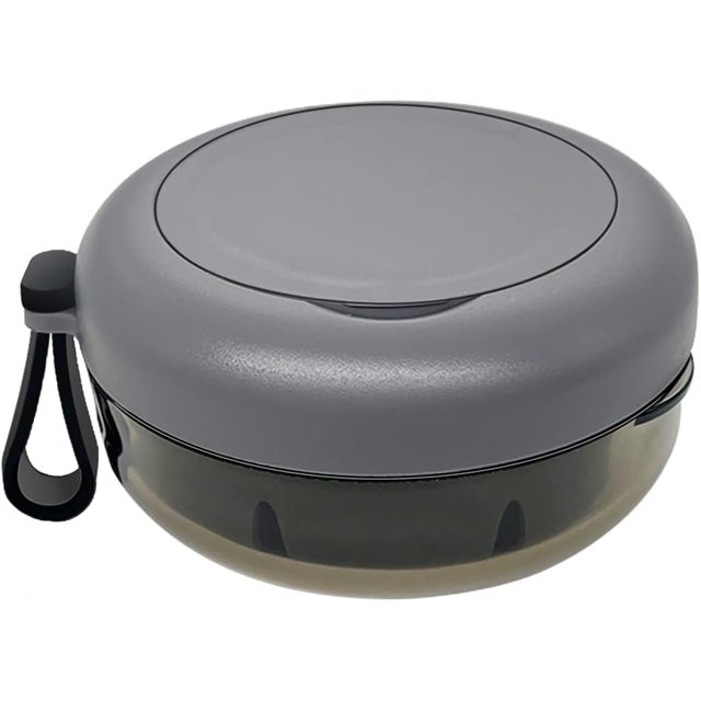 Denture Case, Portable Denture Bath Case, No-Leak Denture Bath Box with Strainer & Mirror (Grey)