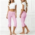 thumbnail image 2 of RUTAYY Women's Pants Fashionable Casual Solid Color Tie Waist Capri Bottom Everyday Casual Wear Elegant Holiday Trousers, 2 of 6