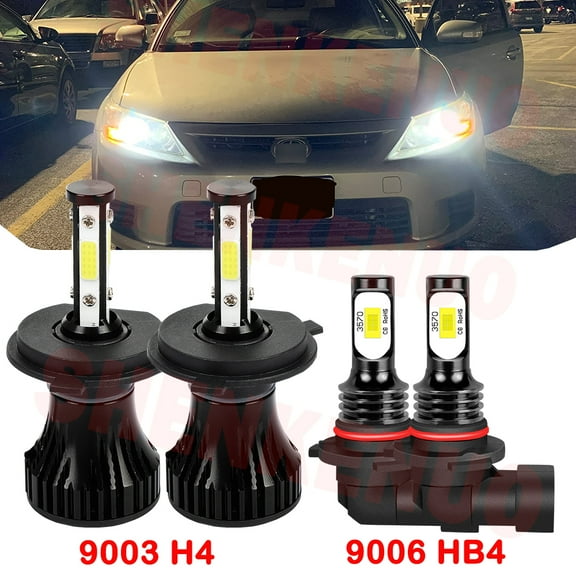 H4 9003 High&Low Beam for Scion XB 2004 2005 2006 LED Headlights 9006 Fog Lights 4pcs