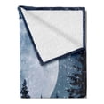thumbnail image 2 of Winter Soft Flannel Fleece Throw Blanket, Dreamy Cold Night a Big Full Moon and Bench Park Stars in the Darkness, Cozy Plush for Indoor and Outdoor Use, 50" x 70", Blue White, by Ambesonne, 2 of 5