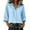 Light blue, variant on Women's Cotton Linen Button Down Shirt, 3/4 Sleeve Collared Blouse, Solid Color Loose Fit Casual Tunic Top
