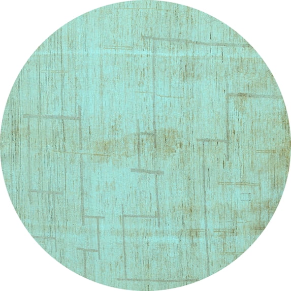 Ahgly Company Indoor Round Oriental Light Blue Modern Area Rugs, 6' Round
