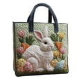 thumbnail image 6 of 2Pcs Rabbit Canvas Handbag Cute Animal Handbag Rabbit Pattern Shoulder Handheld Shopping Easter Bunny Egg Sunflower Pattern 11.8", 6 of 6